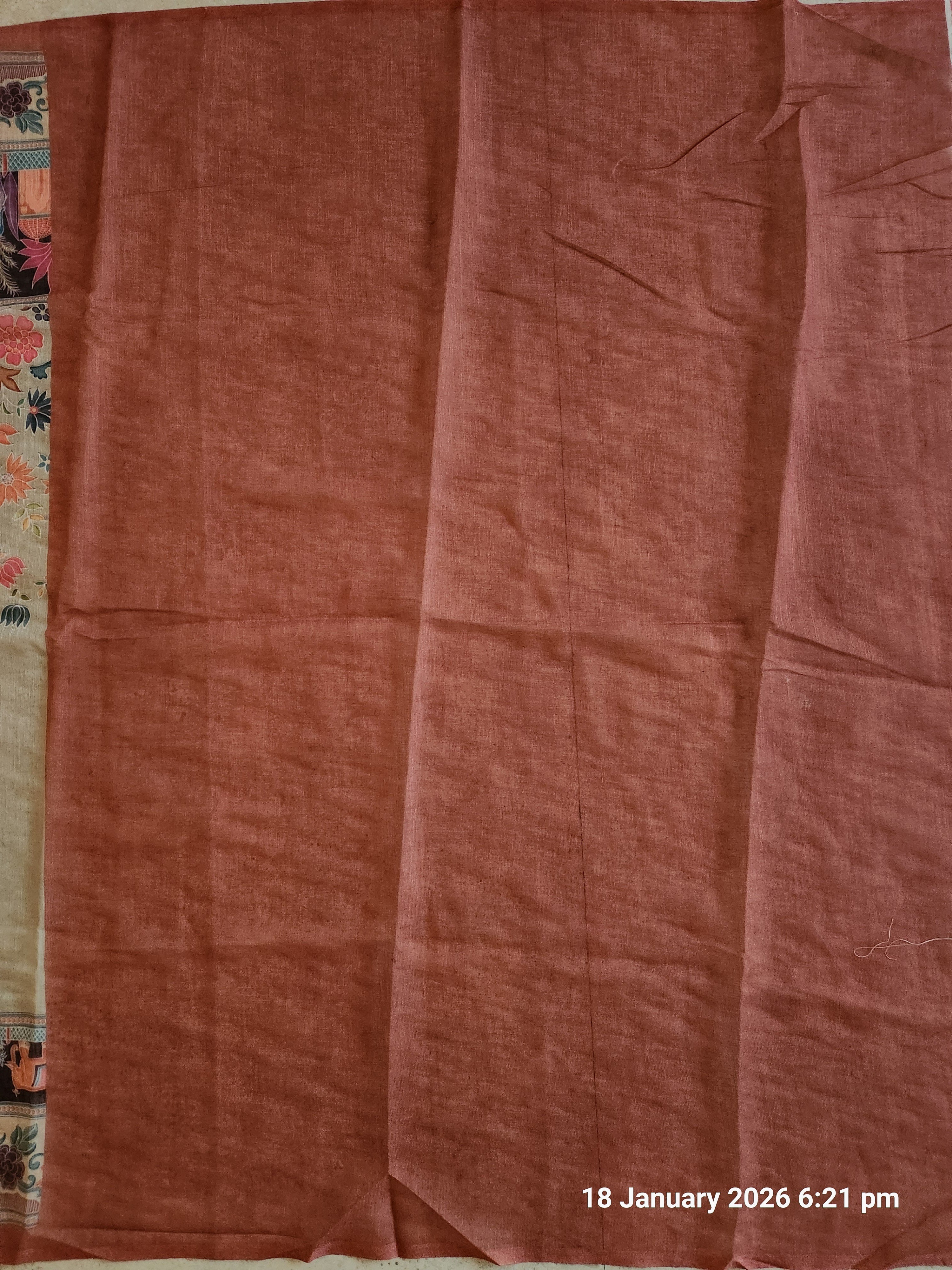 Pure linen Saree Floral Design - Pista Green