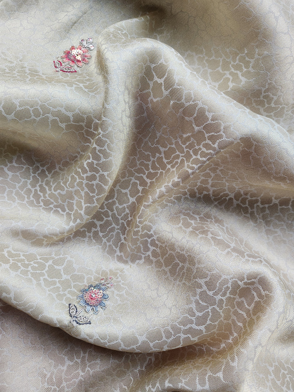 Pearl Mist Saree with Ziraf Work Embroidery Soft Ivory