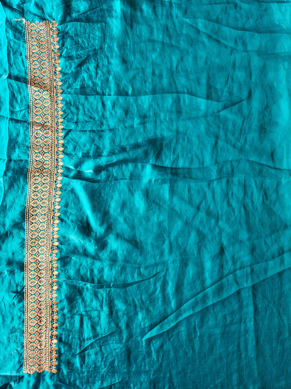 Royal Darbar Hand Embroidered Saree in Deep Teal - Green