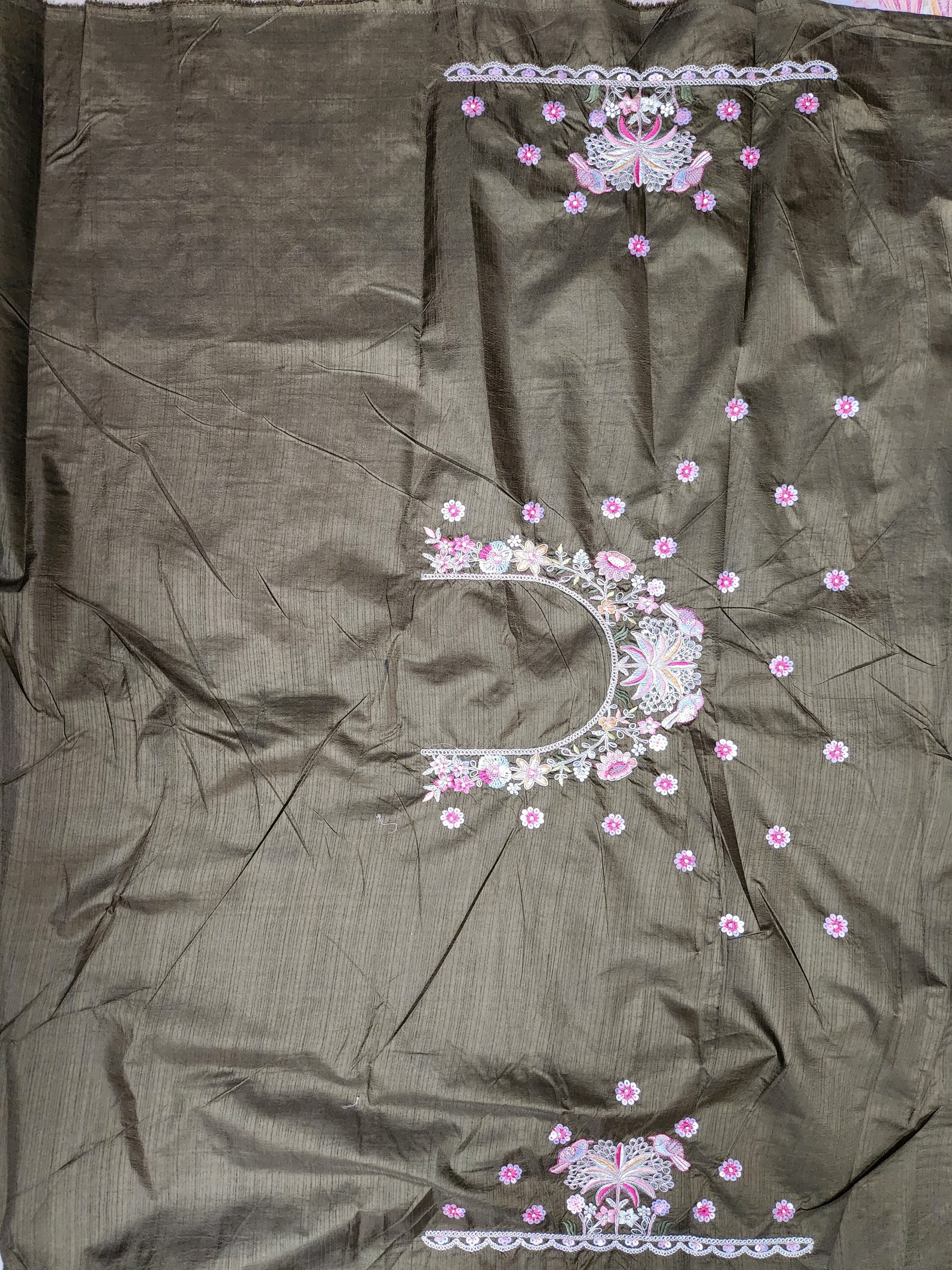 Pearl Mist Saree with Ziraf Work Embroidery Soft Beige