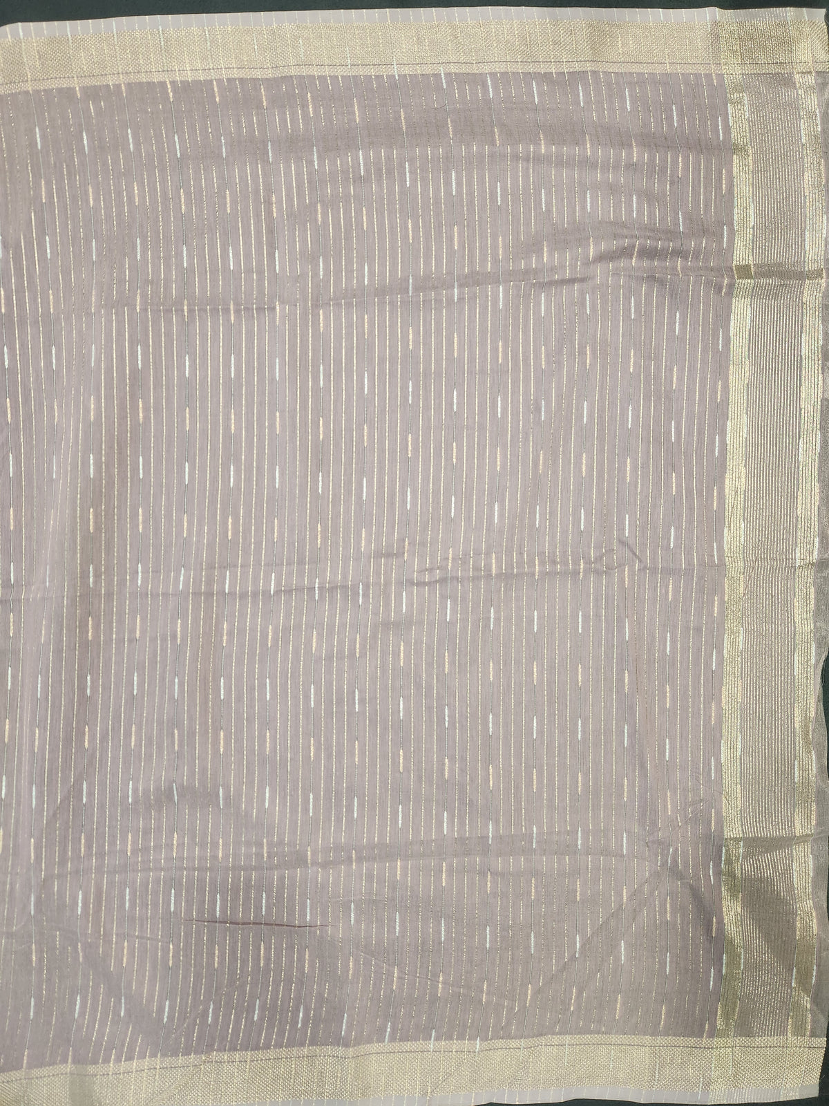 Maheshwari Silk Saree With Stripe Zari Pallu - Lavendar