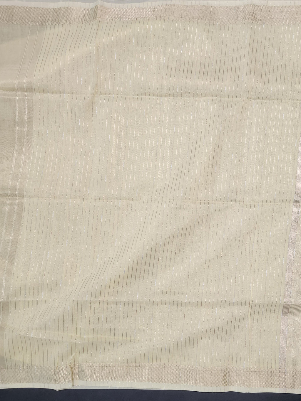 Maheshwari Silk Saree With Stripe Zari Pallu - Yellow