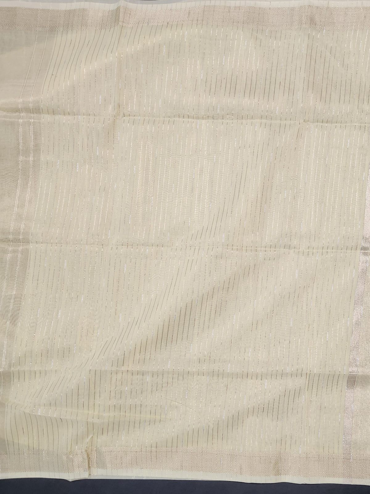 Maheshwari Silk Saree With Stripe Zari Pallu - Yellow