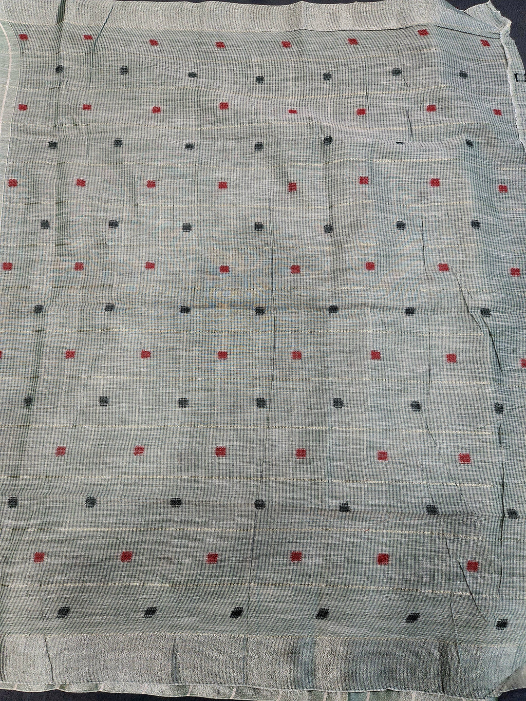 Soft Linen Cotton Saree With Callasical Checks Pattern -Green
