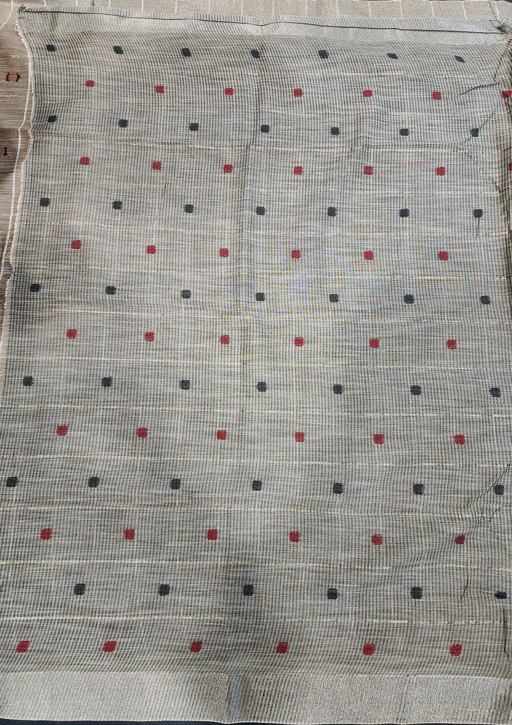 Soft Linen Cotton Saree With Classical Checks Pattern -Coffee