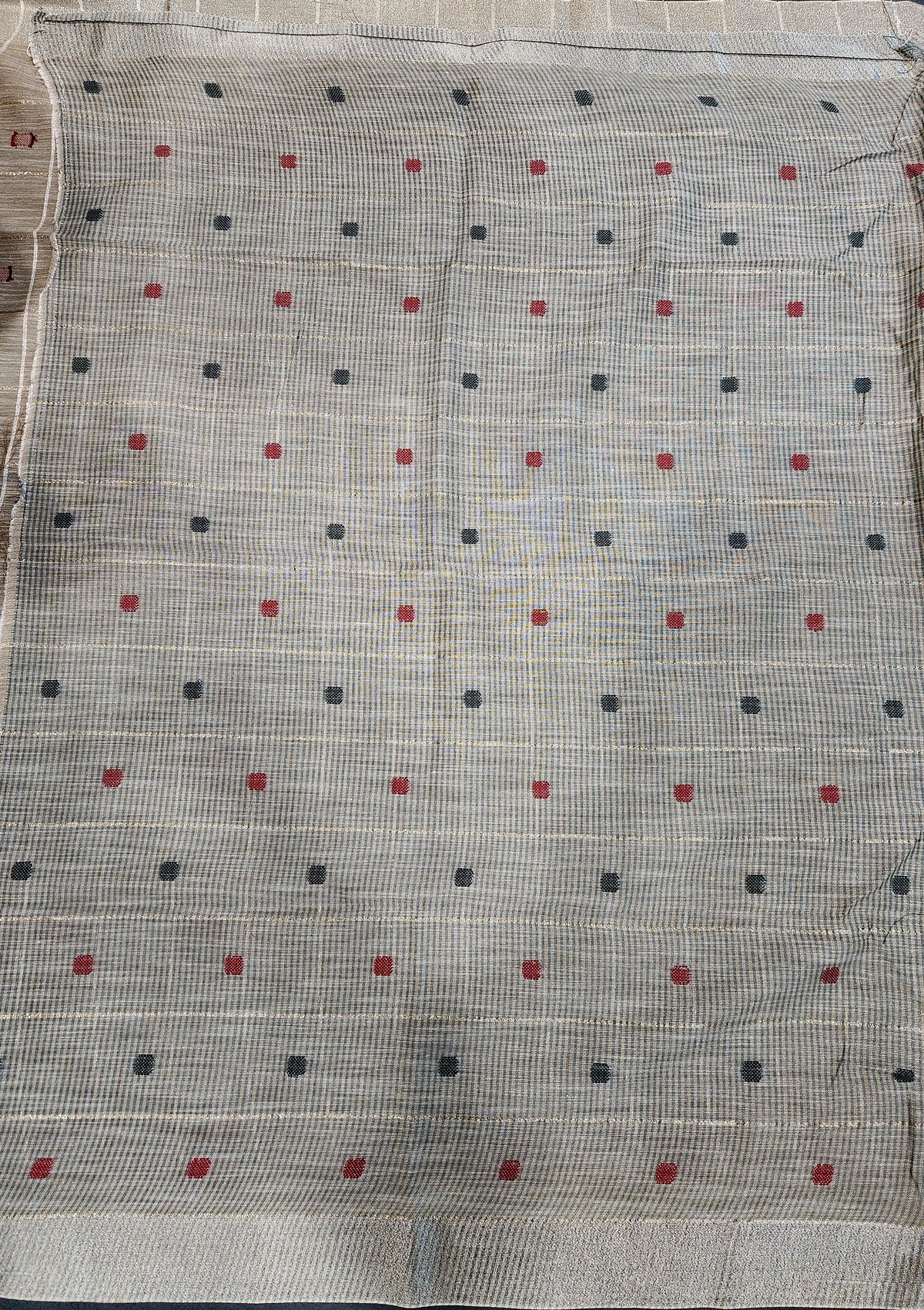 Soft Linen Cotton Saree With Classical Checks Pattern -Coffee