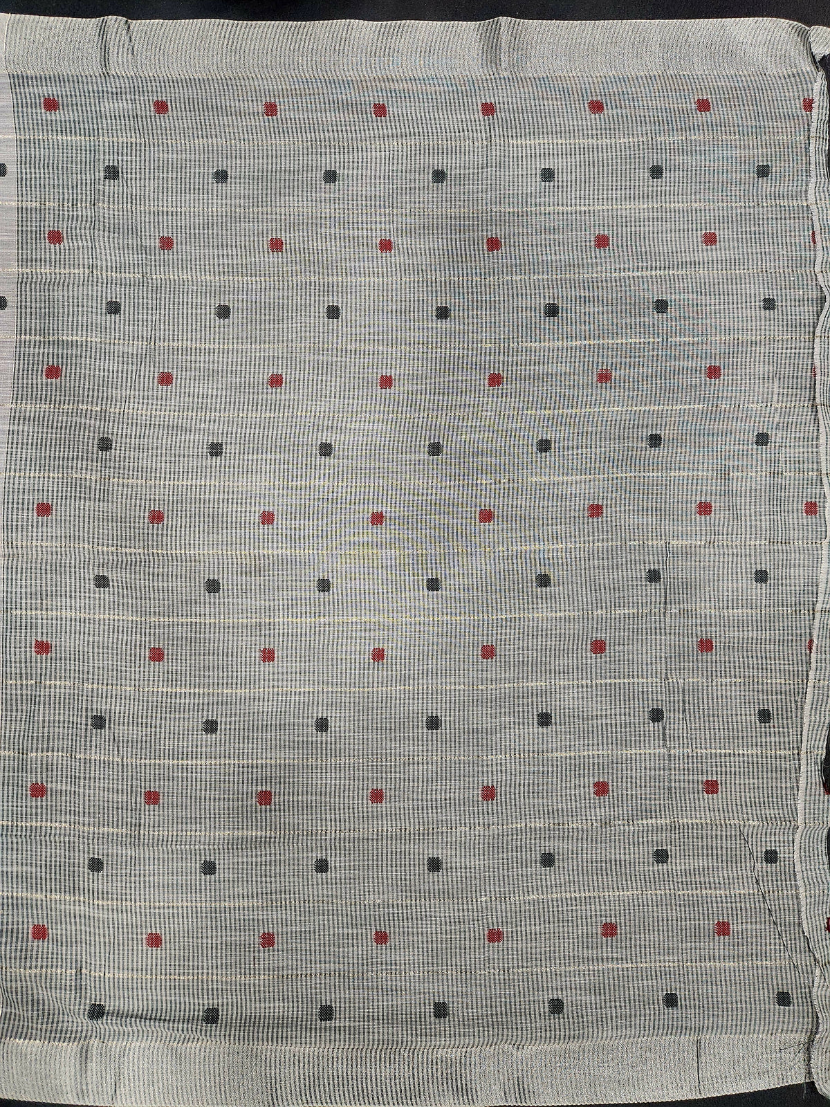 Soft Linen Cotton Saree With Classical Checks Pattern -Grey