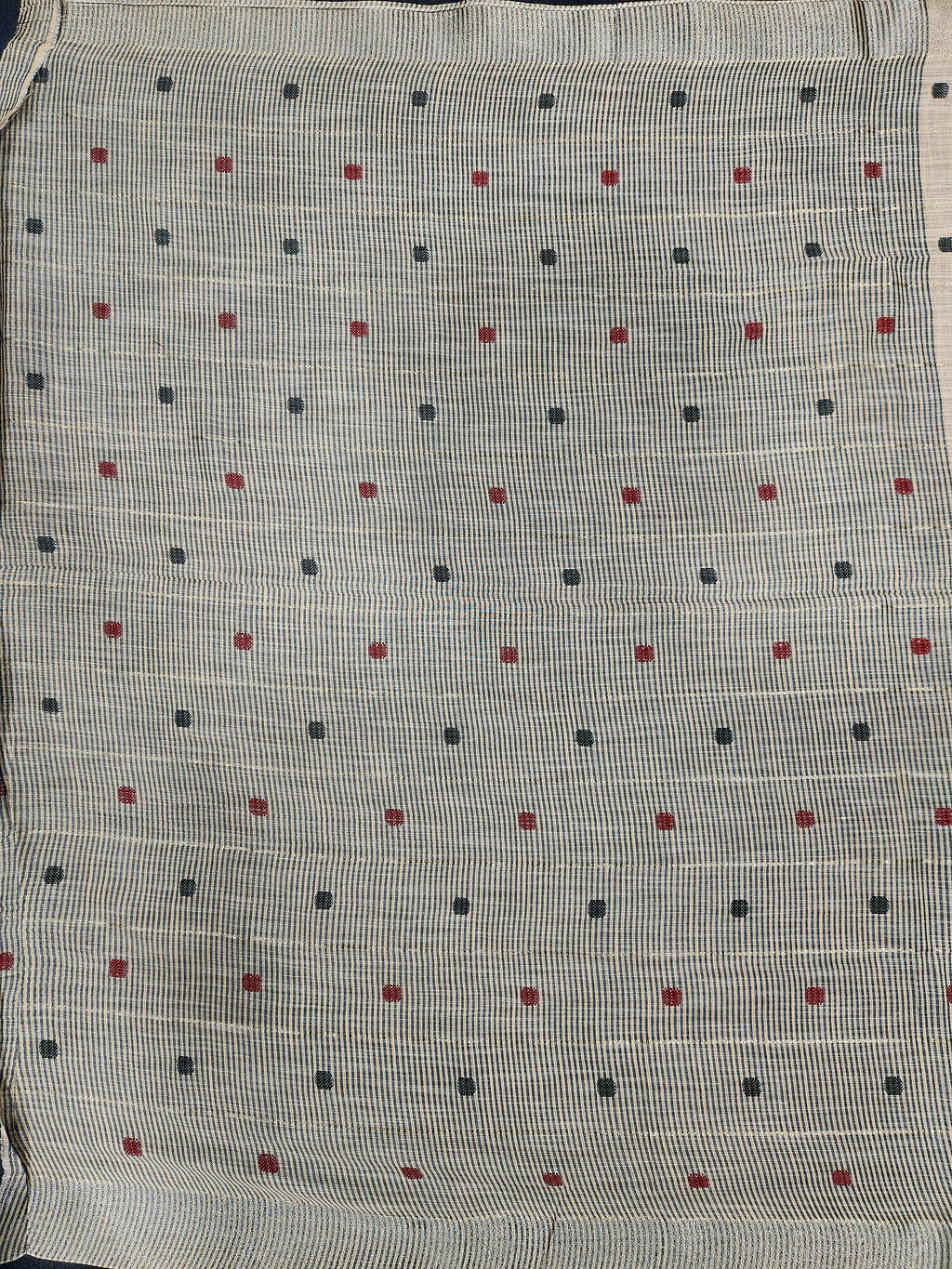 Soft Linen Cotton Saree With Classical Checks Pattern -Beige