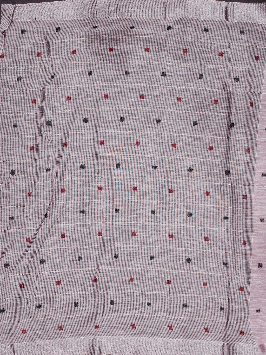 Soft Linen Cotton Saree With Callasical Checks Pattern -Lavander