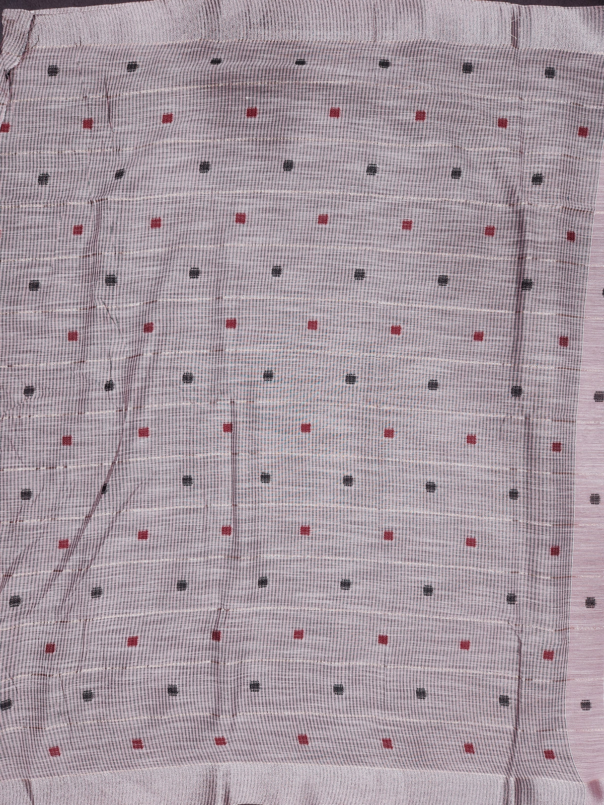 Soft Linen Cotton Saree With Callasical Checks Pattern -Lavander