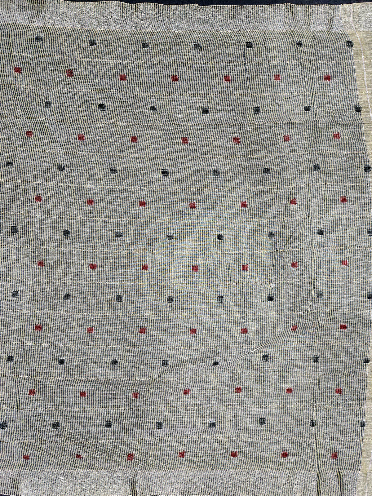 Soft Linen Cotton Saree With Classical Checks Pattern -lemon Yellow