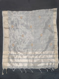 Maheshwari Silk Saree With Broad Stripe Zari Pallu - Grey