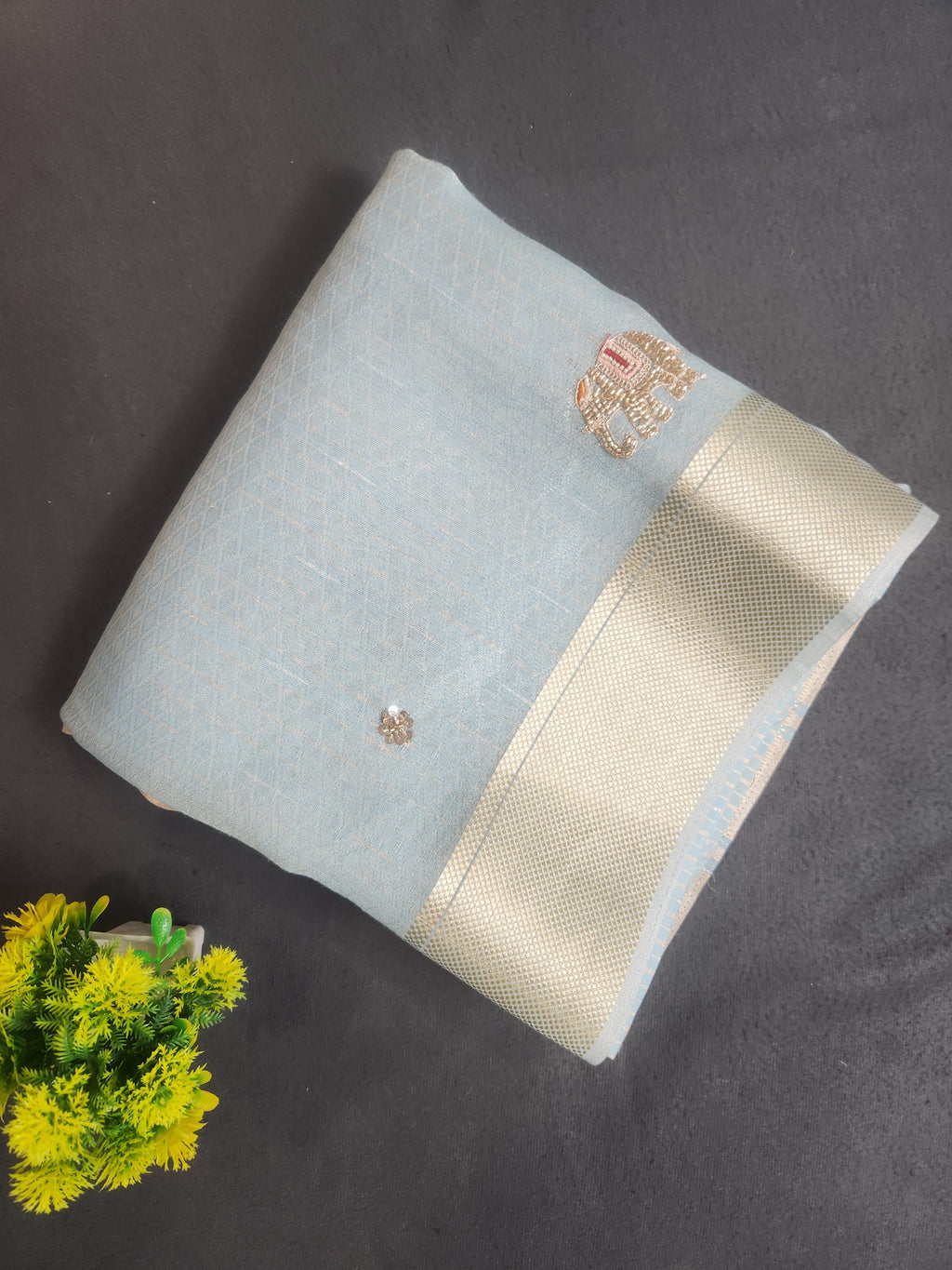 Maheshwari Silk Saree With Broad Stripe Zari Pallu - Blue