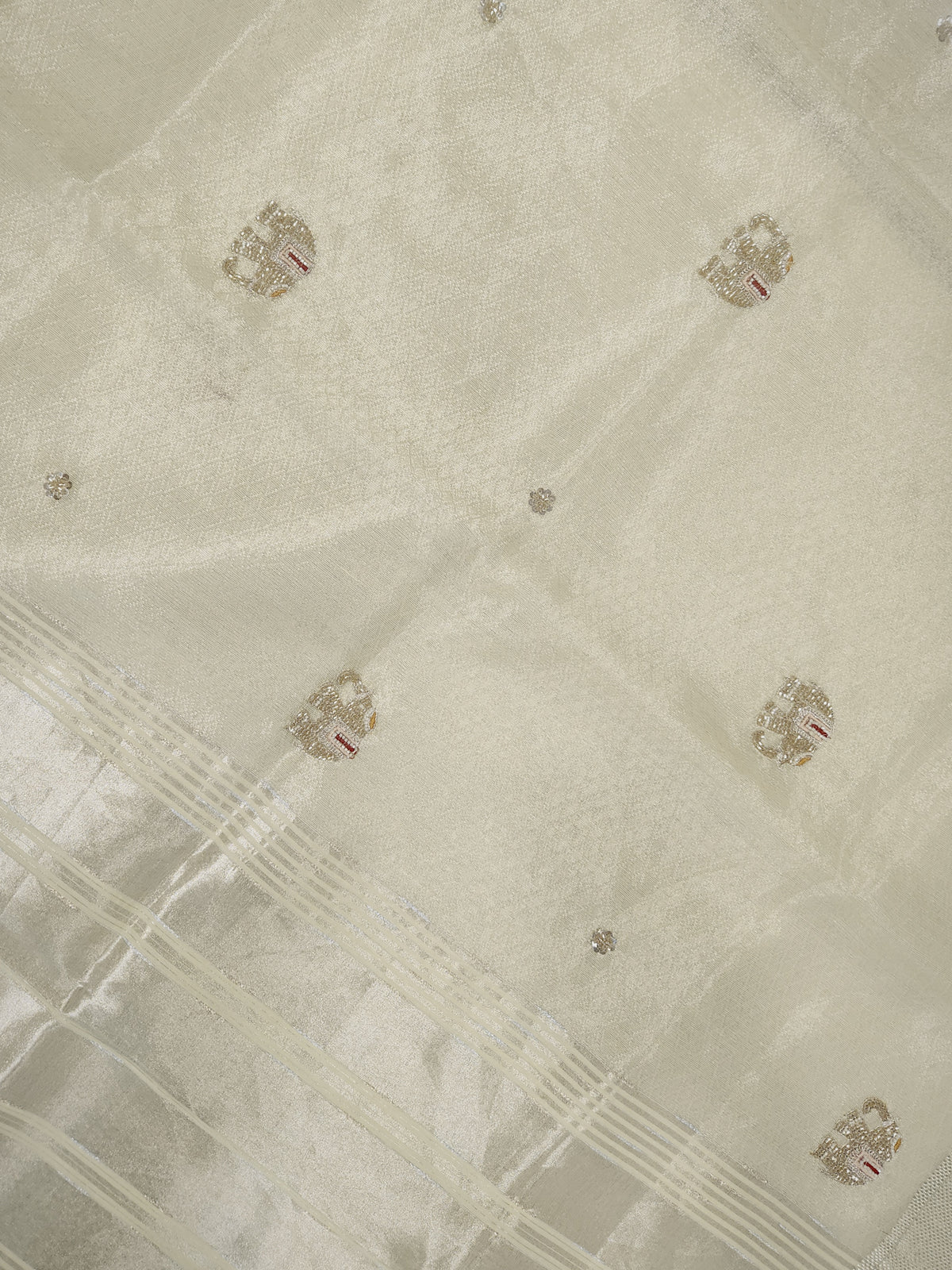 Maheshwari Silk Saree With Broad Stripe Zari Pallu - Yellow