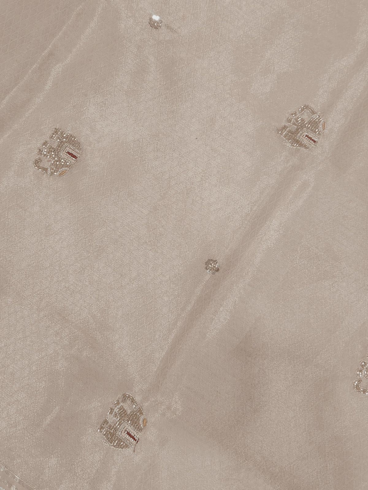 Maheshwari Silk Saree With Broad Stripe Zari Pallu - Peach