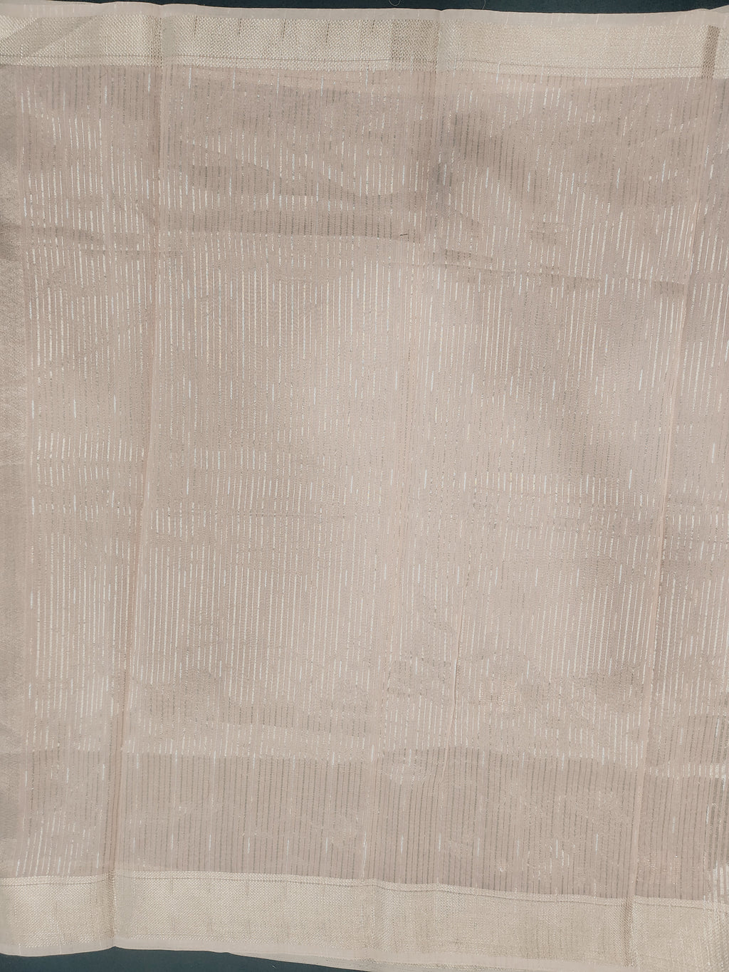 Maheshwari Silk Saree With Broad Stripe Zari Pallu - Peach