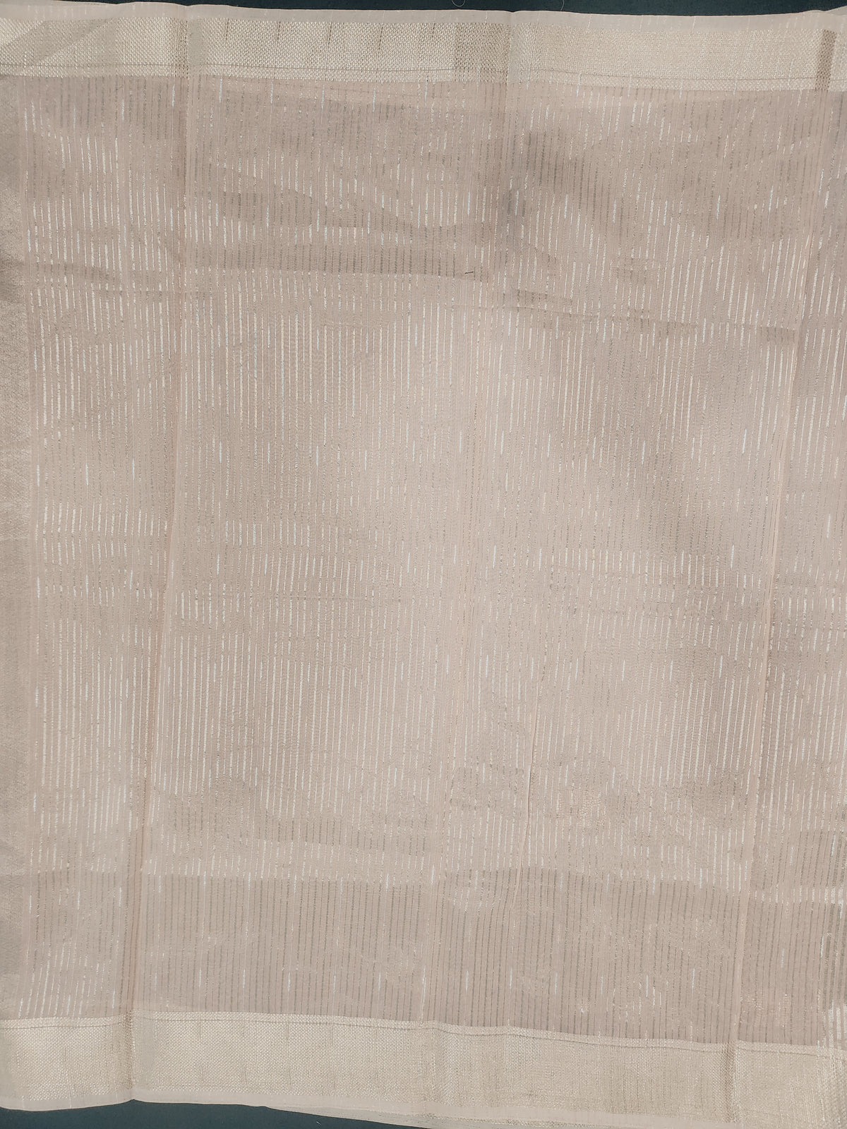 Maheshwari Silk Saree With Broad Stripe Zari Pallu - Peach