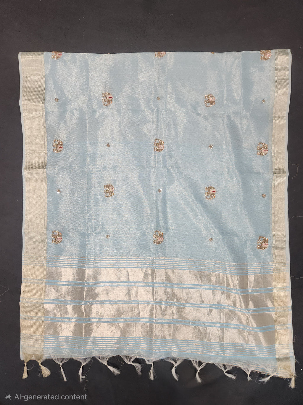 Maheshwari Silk Saree With Broad Stripe Zari Pallu - Blue