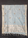 Maheshwari Silk Saree With Broad Stripe Zari Pallu - Blue