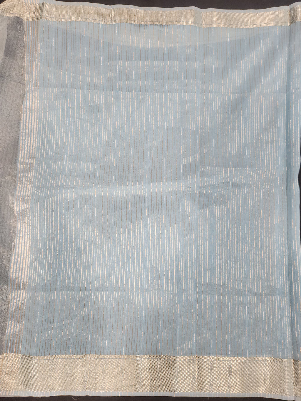 Maheshwari Silk Saree With Broad Stripe Zari Pallu - Blue