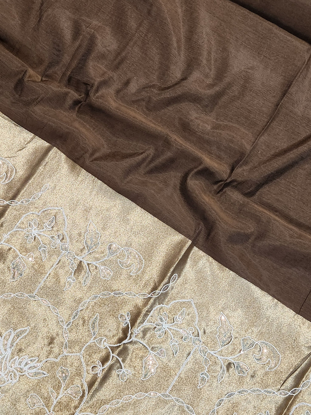 Soft Cotton Saree Embroidery with Zari Pallu-Coffee