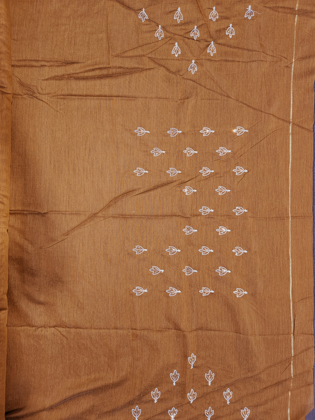 Soft Cotton Saree Embroidery with Zari Pallu-Orange