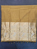 Soft Cotton Saree Embroidery with Zari Pallu-Yellow