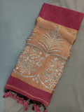 Premium Pure Cotton Saree With Zari Pallu With Heavy Seq -BABY PINK