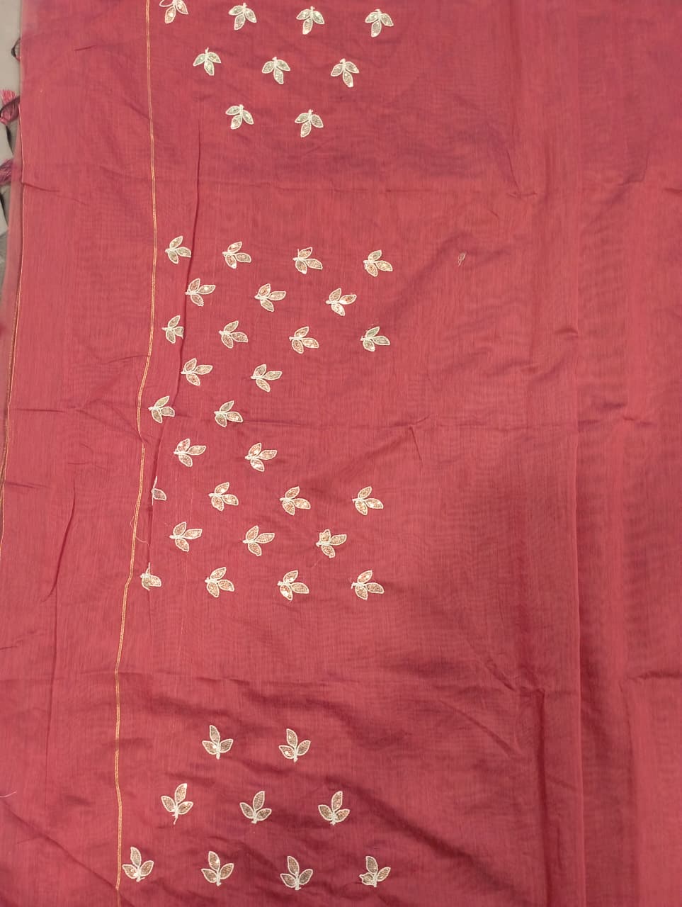 Premium Pure Cotton Saree With Zari Pallu With Heavy Seq -BABY PINK