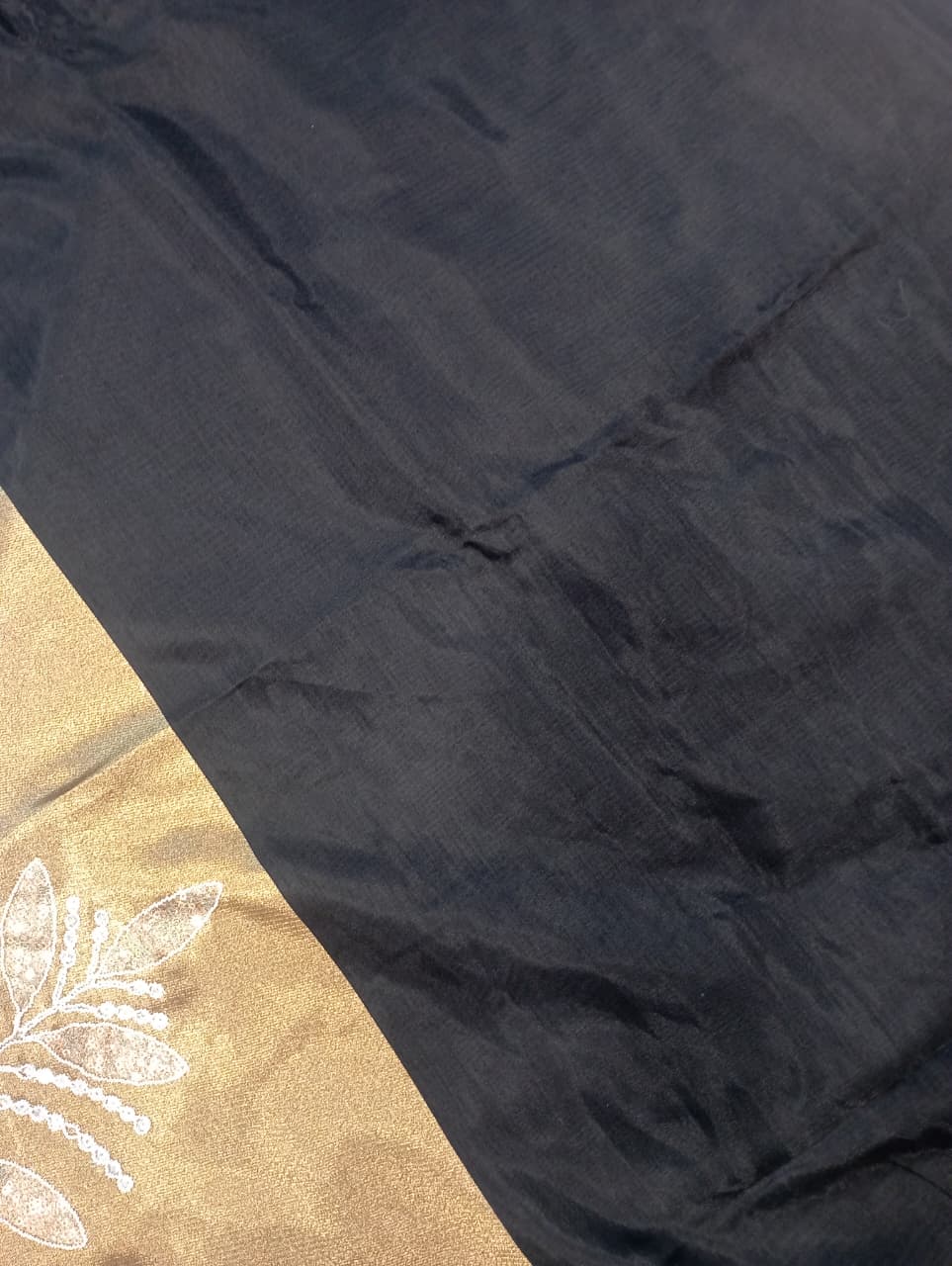 Premium Pure Cotton Saree With Zari Pallu With Heavy Seq -BLACK