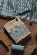 Muga Cotton Floral Woven Unstitched Suit - Blue