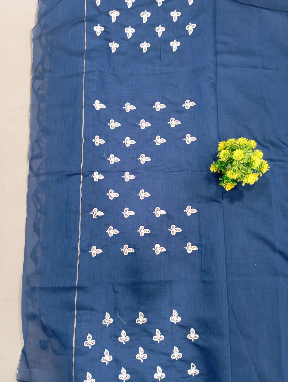 Elegent Pure Cotton Saree With Zari Pallu With Heavy Seq -Blue
