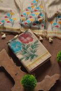 Blossom Handcrafted Muga Cotton Suit- CHIKU