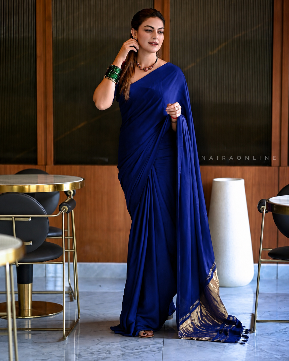 Royal Navy Blue Silk Lagdipata Saree