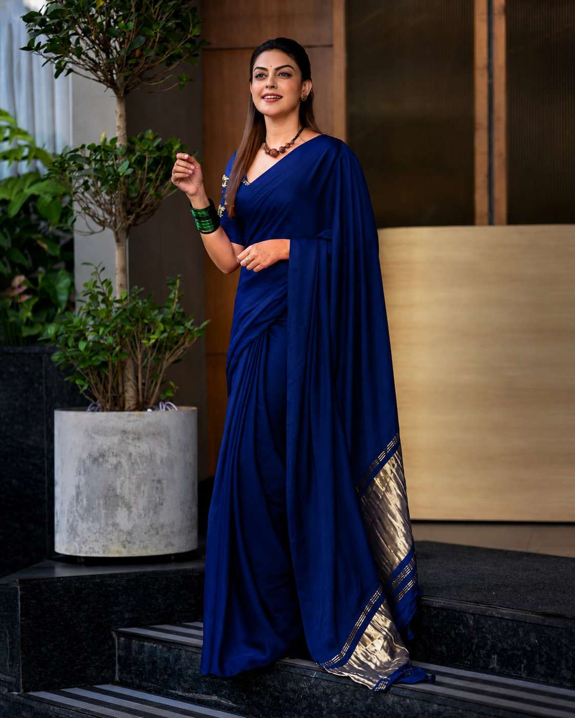 Royal Navy Blue Silk Lagdipata Saree
