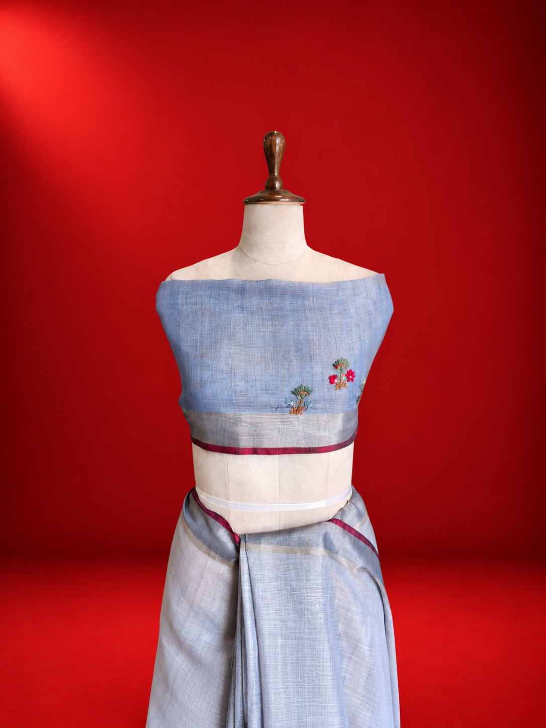 Linen With Frenchknot Saree - Purple