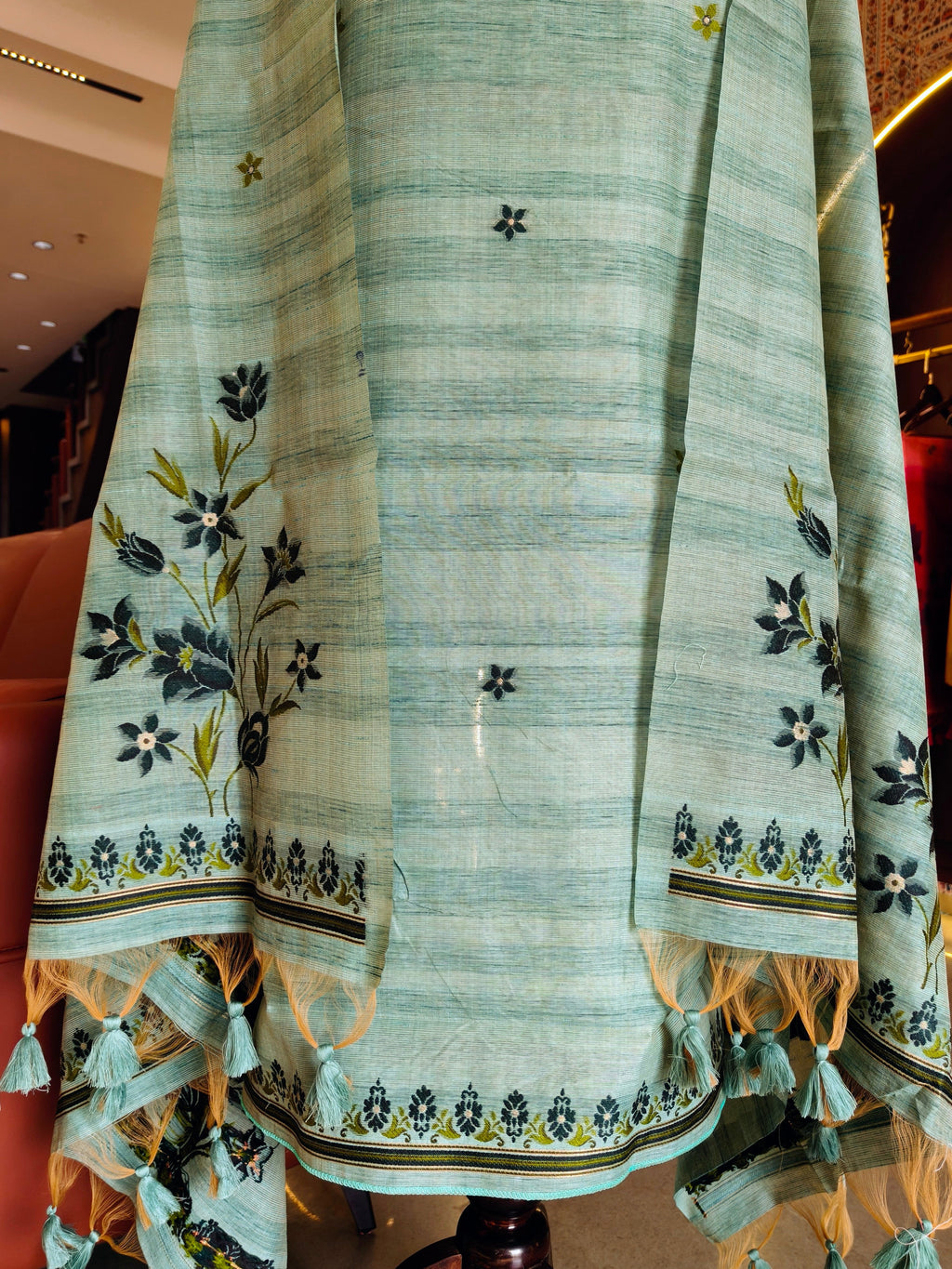 Gicha Cotton Floral Unstitched Suit- Firozi