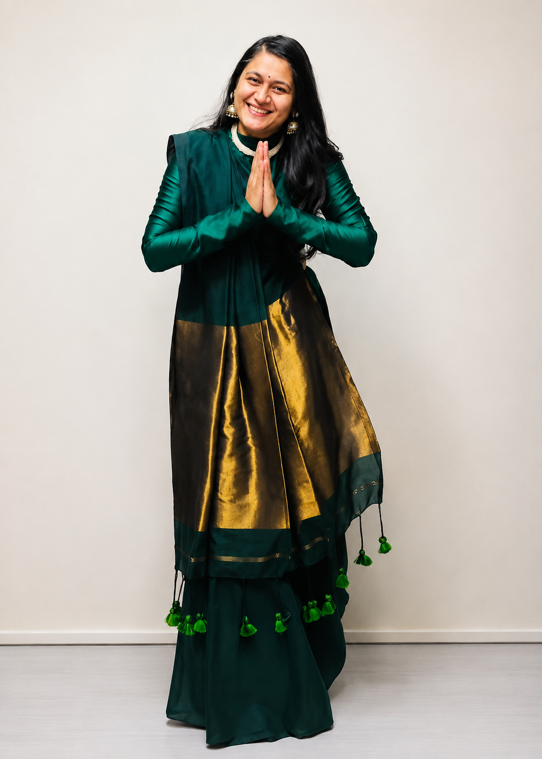 Premium Pure Cotton Saree With Zari Pallu - GREEN