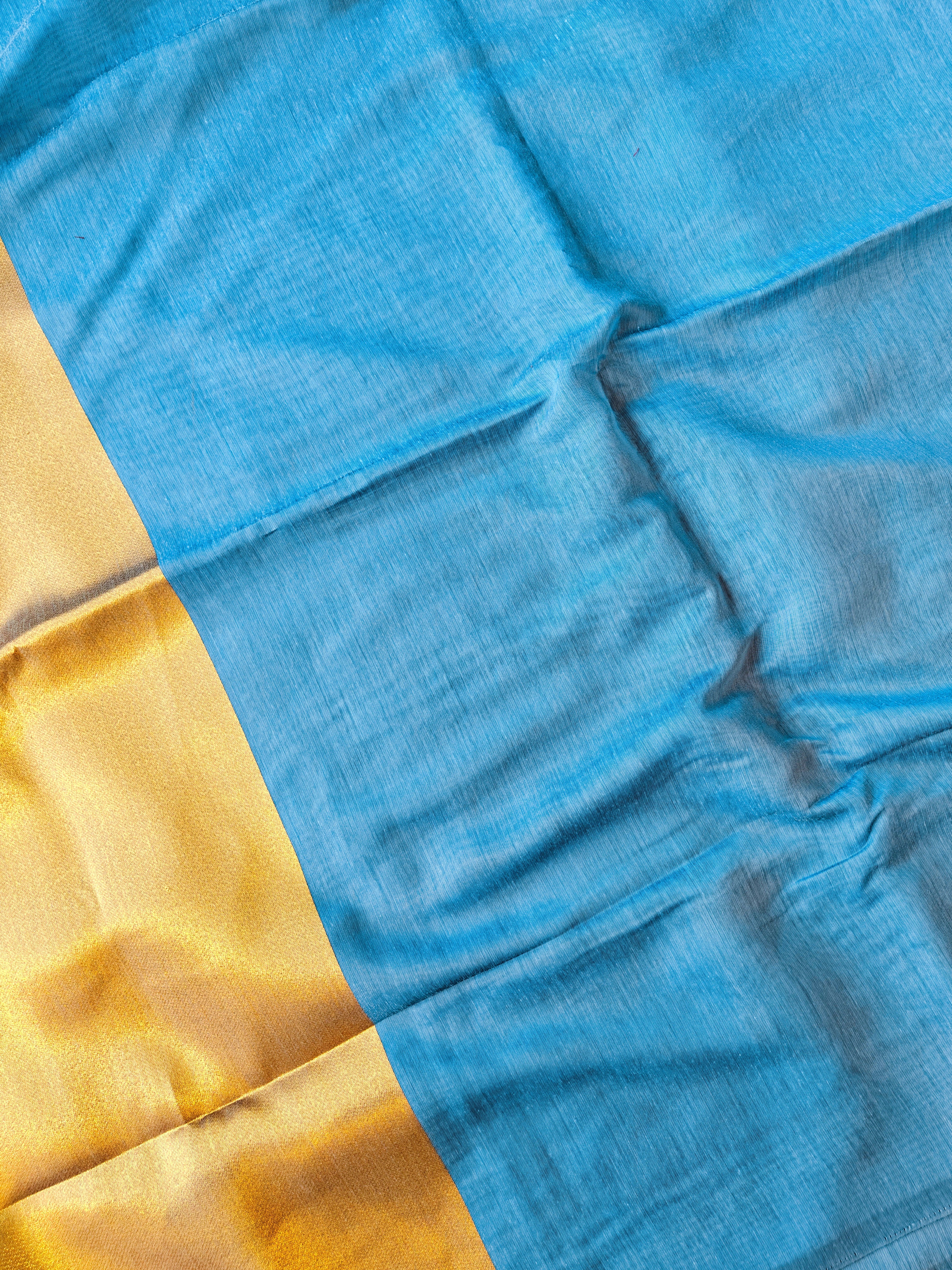 Premium Pure Cotton Saree With Zari Pallu -SKY BLUE