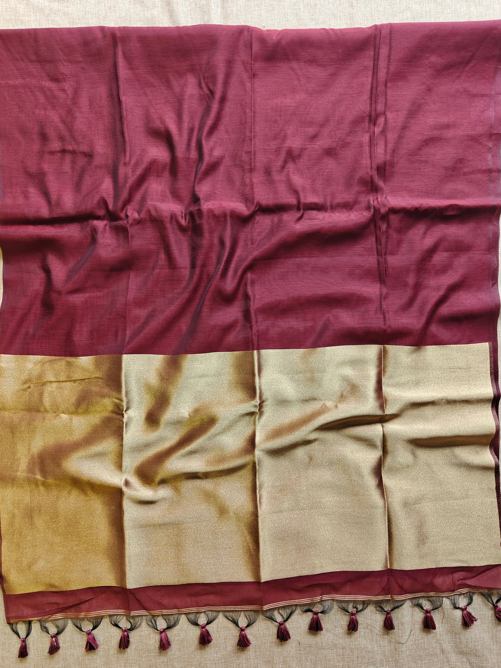 Premium Pure Cotton Saree With Zari Pallu -MAROON