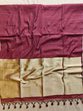 Premium Pure Cotton Saree With Zari Pallu -MAROON