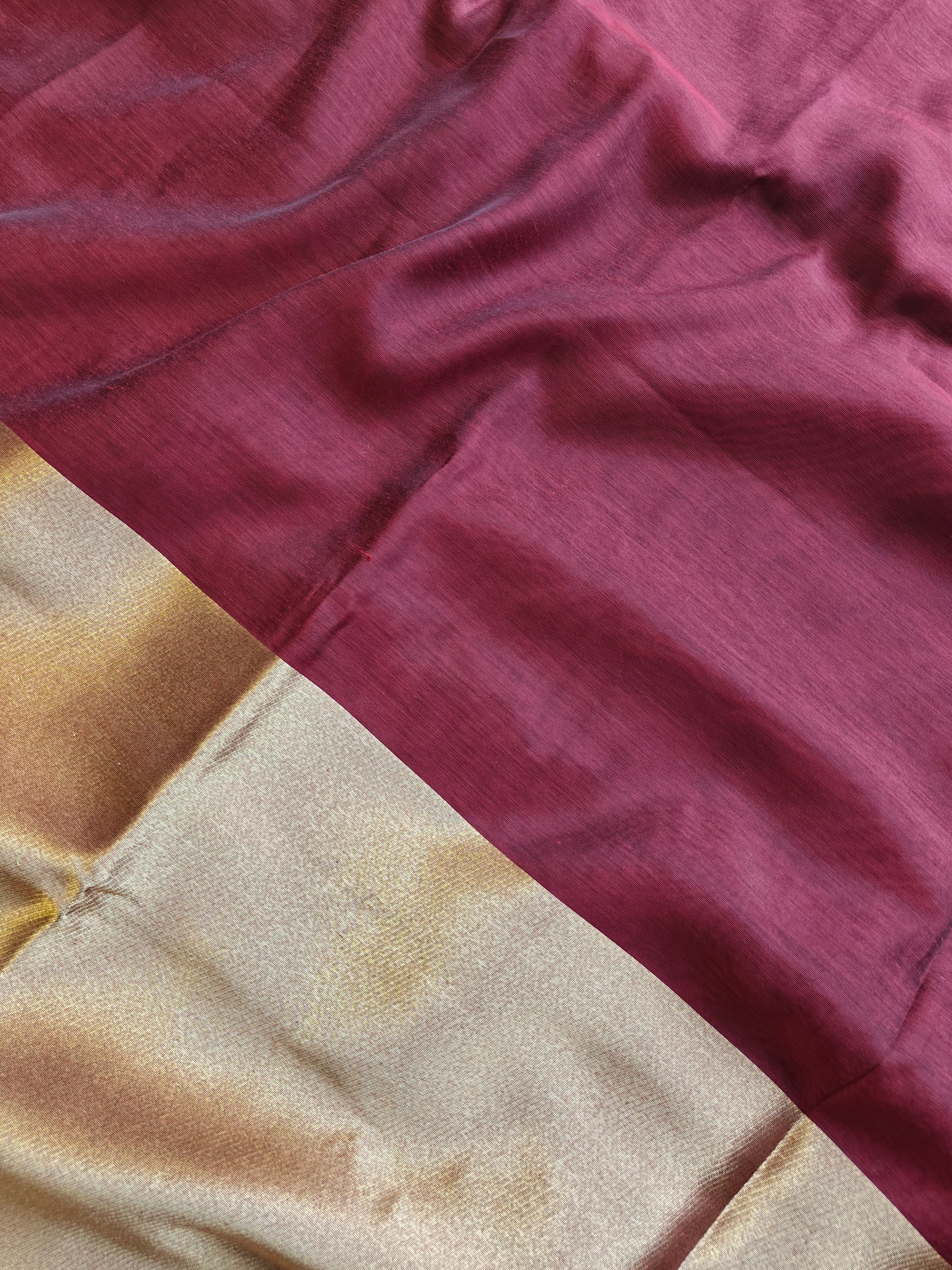Premium Pure Cotton Saree With Zari Pallu -MAROON