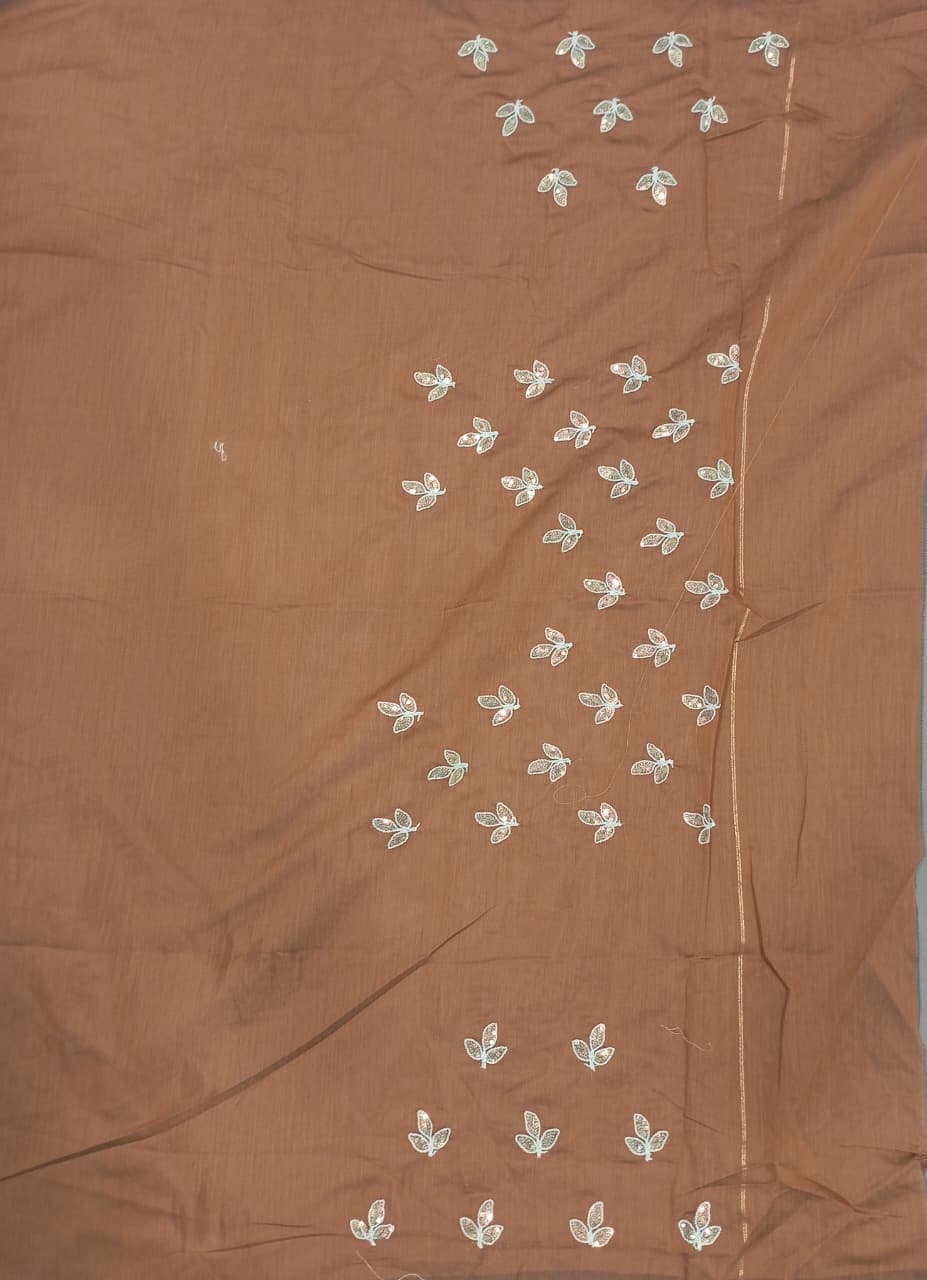 Premium Pure Cotton Saree With Zari Pallu With Heavy Seq -ORANGE