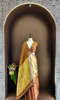 Organza Silk Saree with Heavy Gold Zari Floral Pallu & Embroidery Blouse -Orange