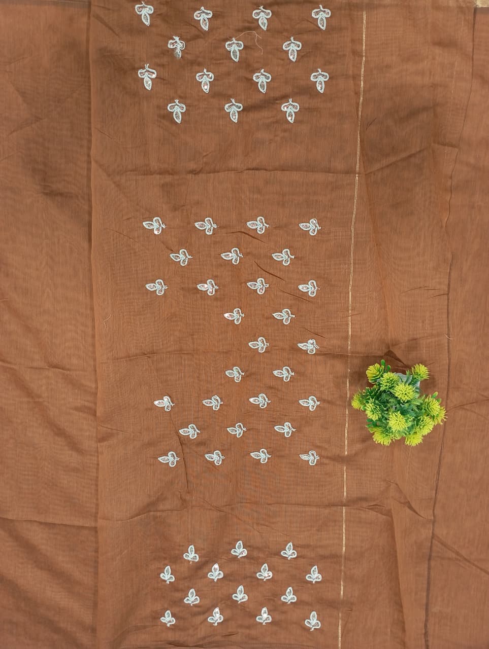 Elegent Pure Cotton Saree With Zari Pallu With Heavy Seq -Orange