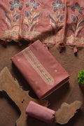 Blush Muga Cotton Unstitched Suit - PINK