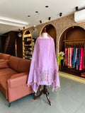 Muga Cotton Floral Unstitched Suit- Purple