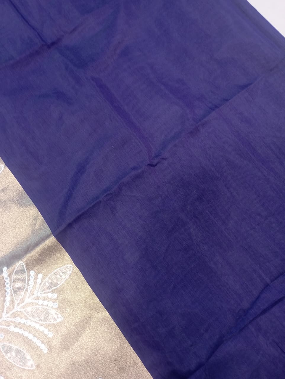 Premium Pure Cotton Saree With Zari Pallu With Heavy Seq -PURPLE