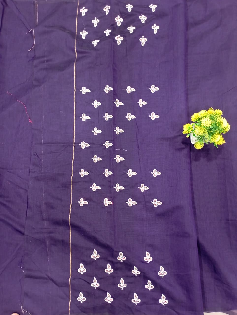 Elegent Pure Cotton Saree With Zari Pallu With Heavy Seq -PURPLE