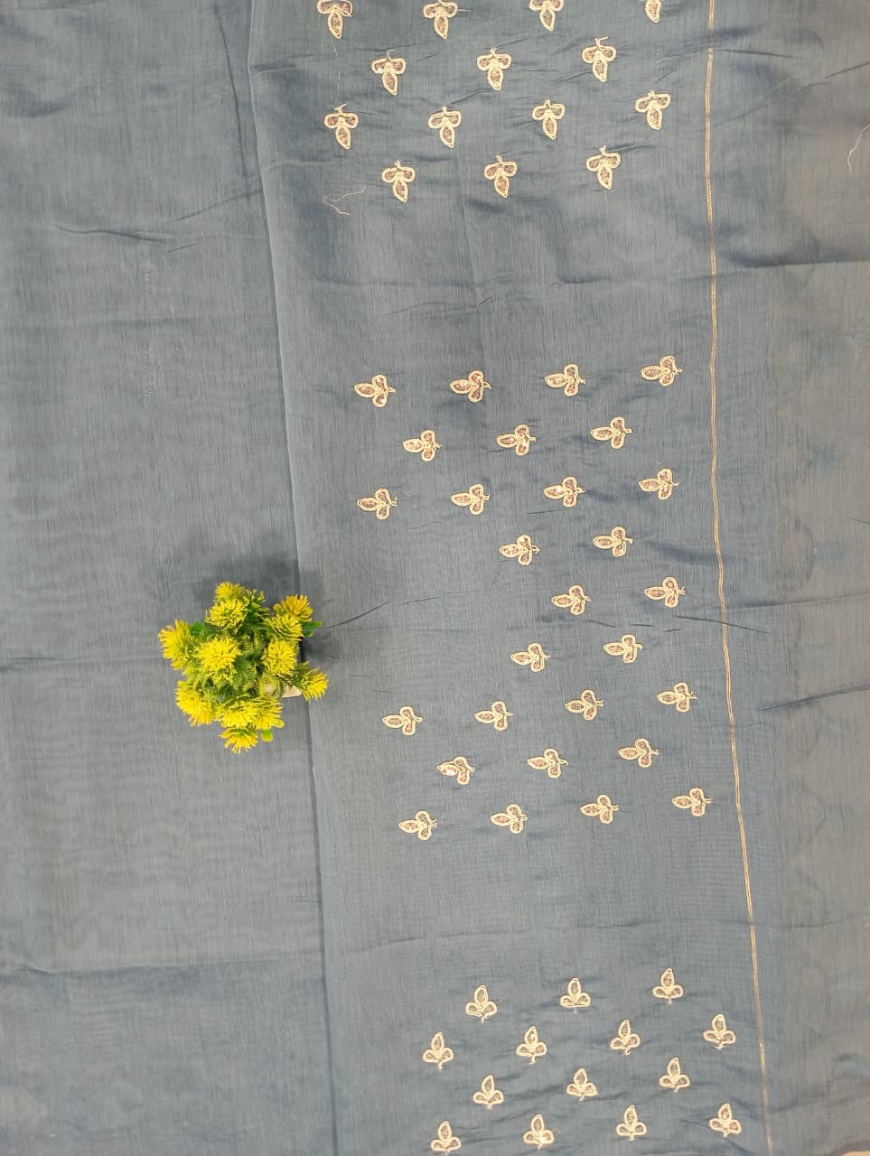 Elegent Pure Cotton Saree With Zari Pallu With Heavy Seq -Sky Blue